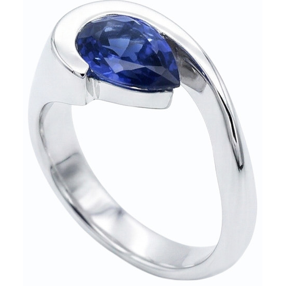 echter pear diamant 1Karat ring Seitenansicht