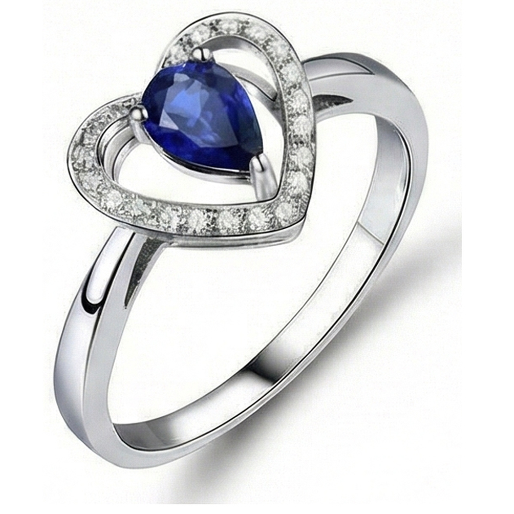 Birne Sri Lanka Saphir und runder Diamant 2,25 Karat Ring
