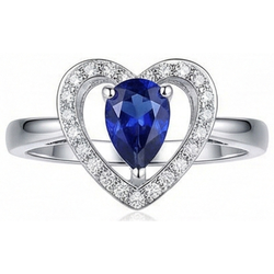 Birne Sri Lanka Saphir und runder Diamant 2,25 Karat Ring