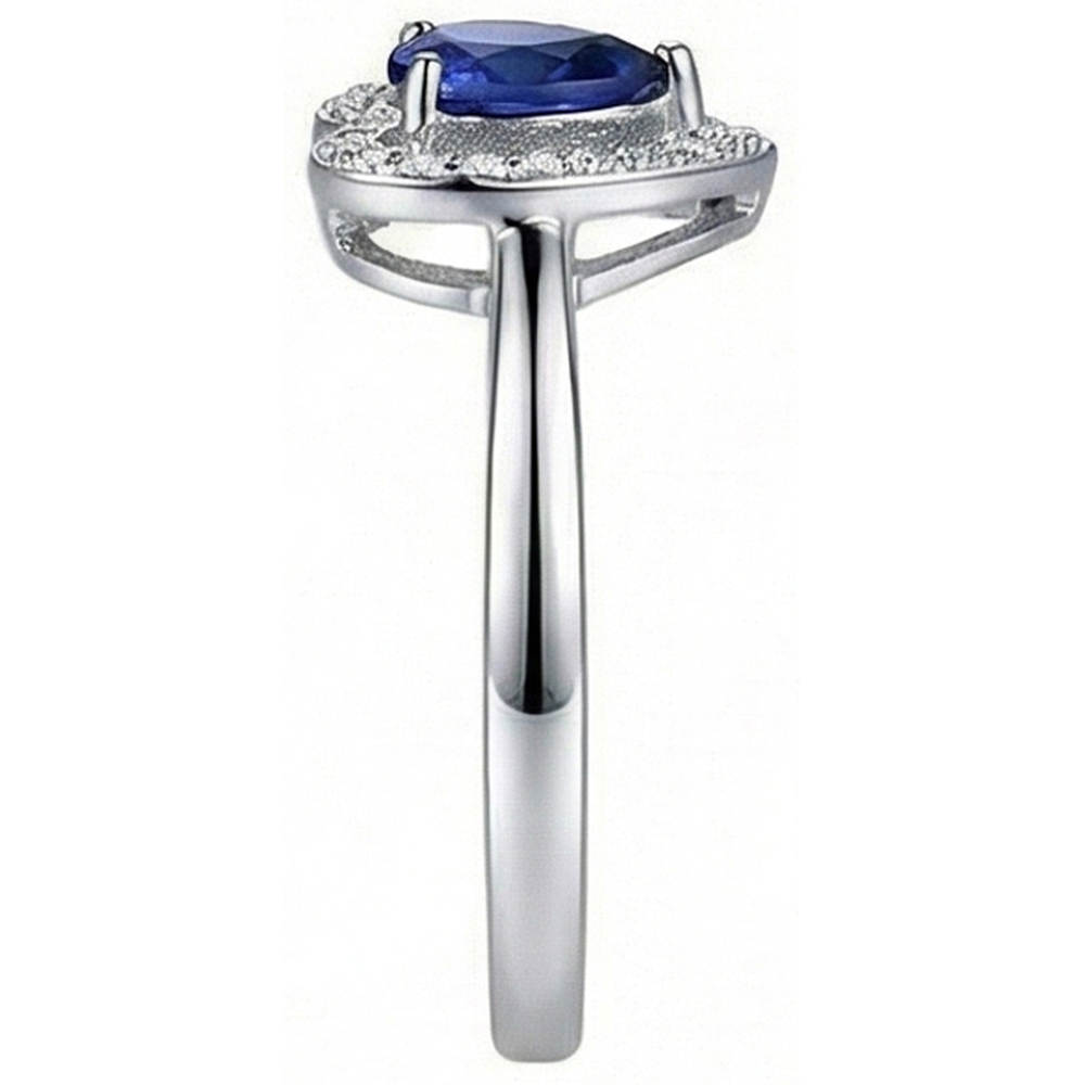 Birne Sri Lanka Saphir und runder Diamant 2,25 Karat Ring