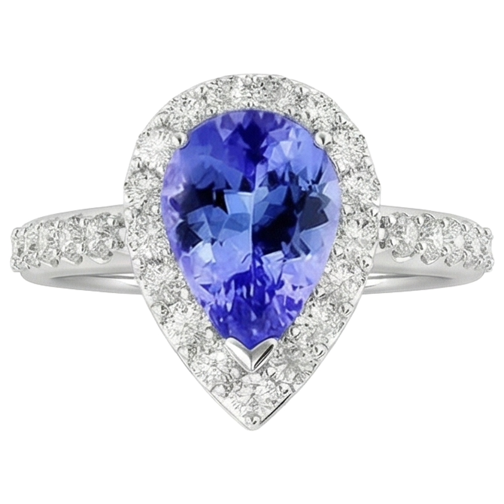 echter round tansanit 3.95Karat ring Seitenansicht