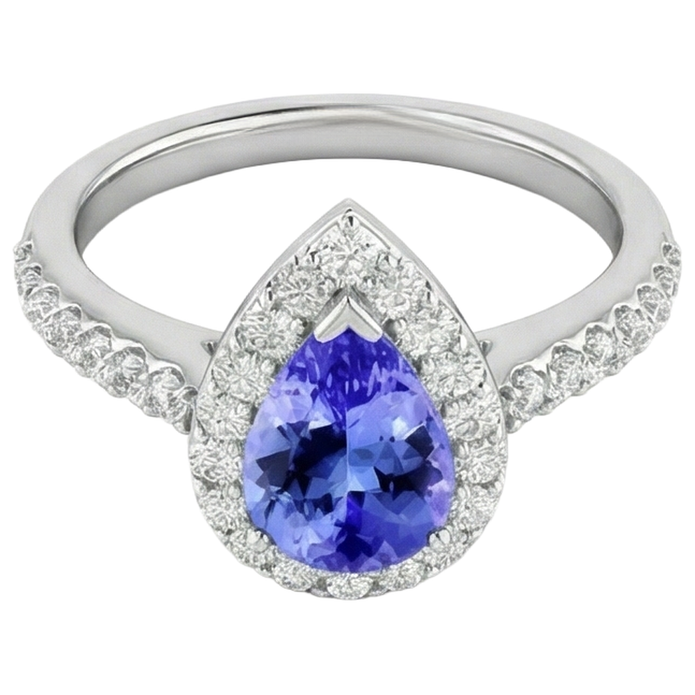 echter round tansanit 3.95Karat ring Draufsicht