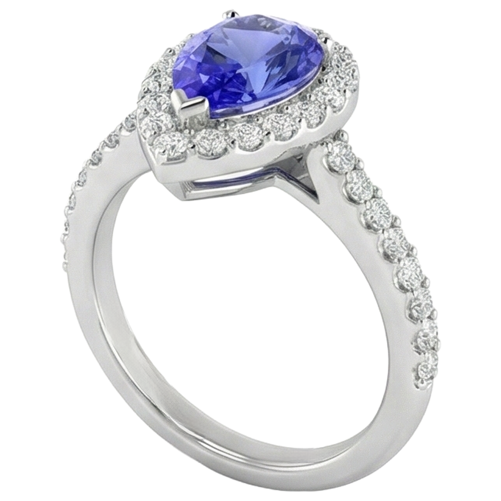 echter round tansanit 3.95Karat ring Profilansicht