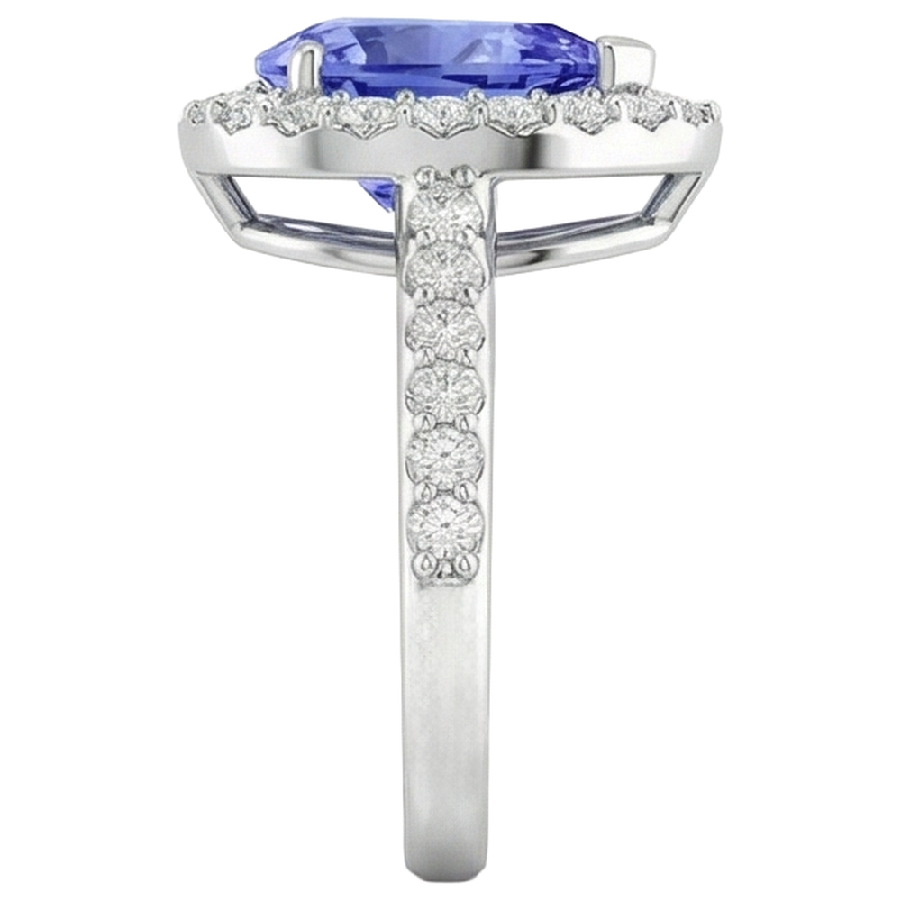 echter round tansanit 3.95Karat ring auf Weiß