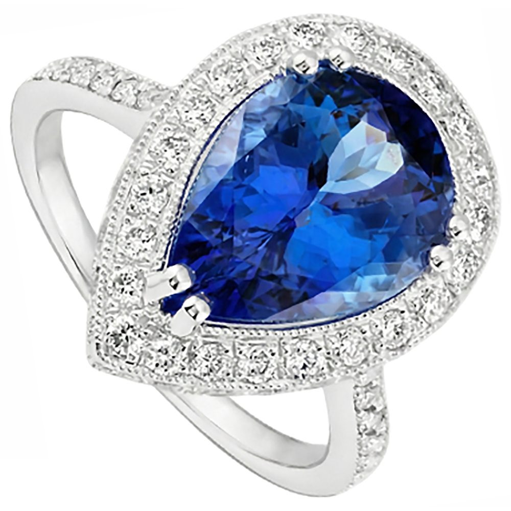 echter round tansanit 2.25Karat ring Draufsicht