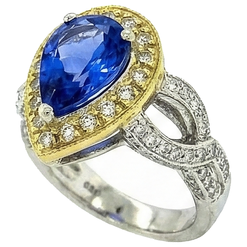 echter round tansanit 14Karat ring Detailansicht