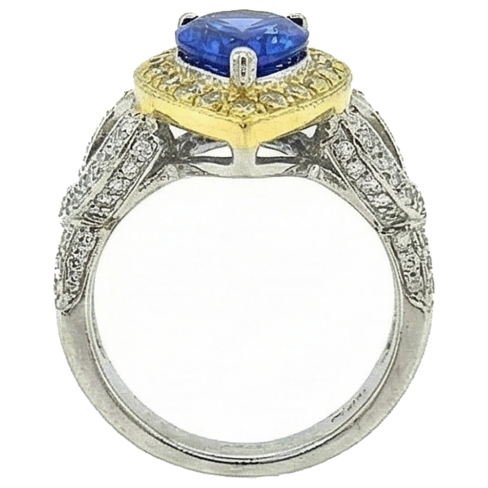 echter round tansanit 14Karat ring auf Weiß