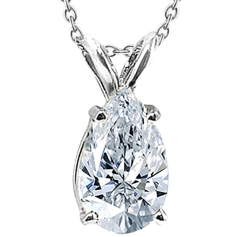 Birnen-Diamant-Anhänger Mit Kette 1 Ct. Natürliche Diamant-Halskette
