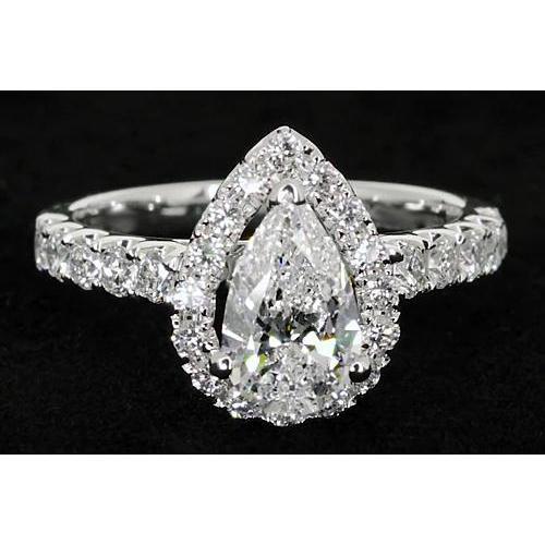 Birnen-Natürliche Diamant-Halo-Verlobungsring Im klassischen Stil 3 Karat