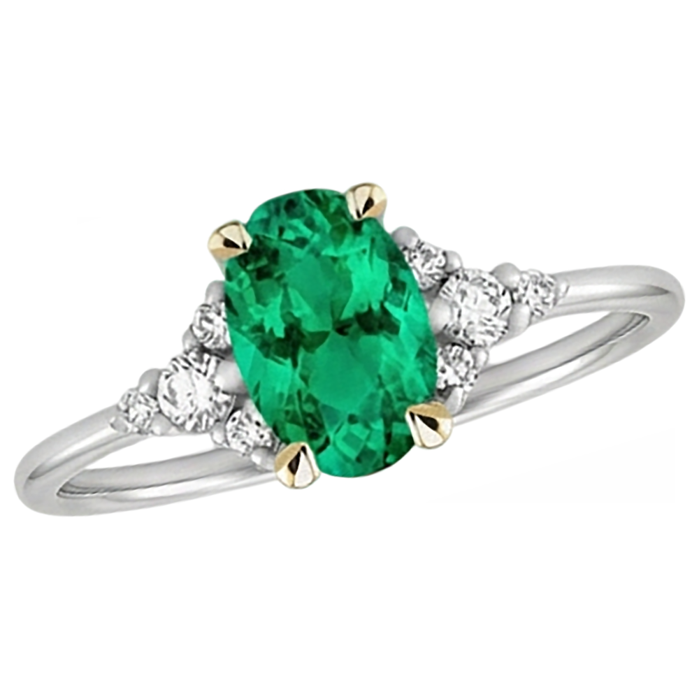 Authentischer Edler Smaragd Schmuckstein-Ring – Seitenansicht