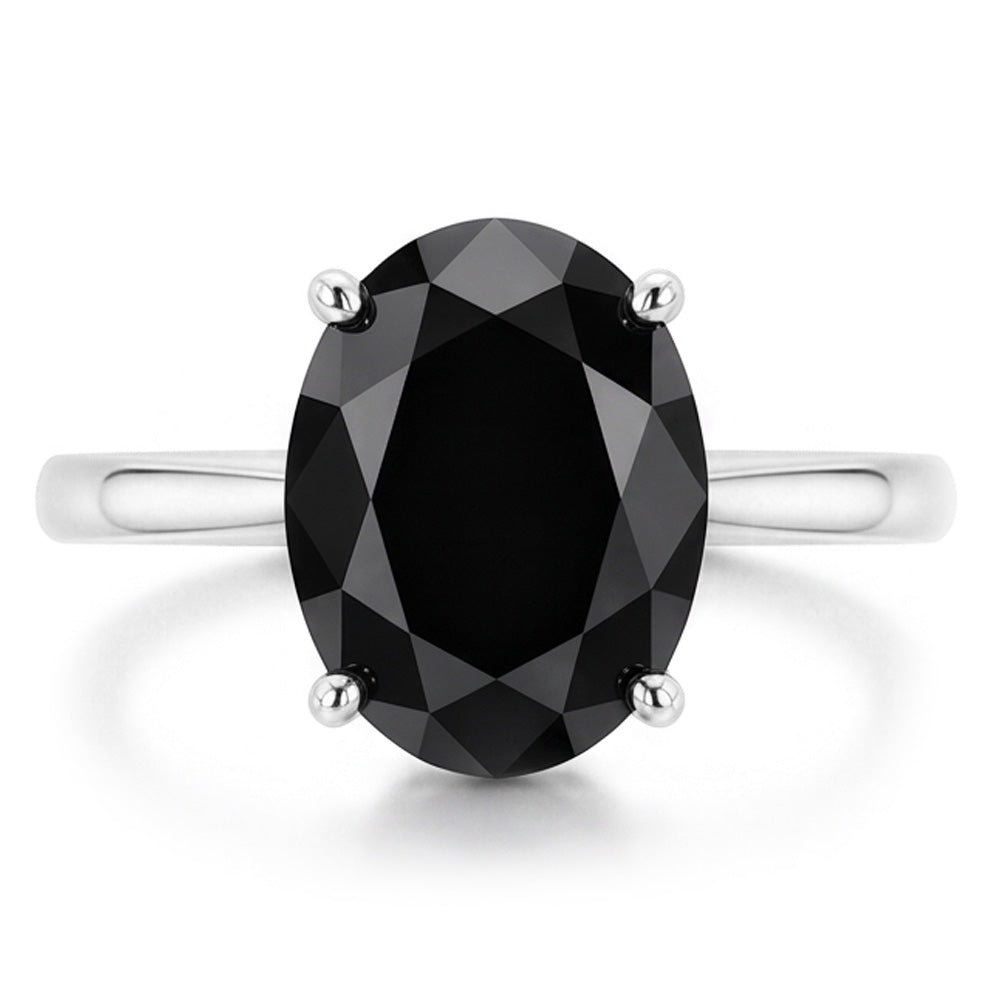 Verlobungsring mit schwarzem Diamanten, 3,5 Karat, natürlicher Solitär in Tropfenform, Kathedralenfassung, 14 Karat Weißgold