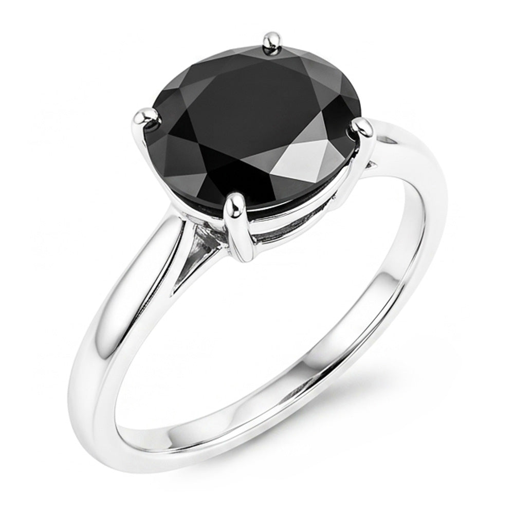 Verlobungsring mit schwarzem Diamant, 5 Karat, echter ovaler Solitär, verjüngt, 14 Karat Weißgold