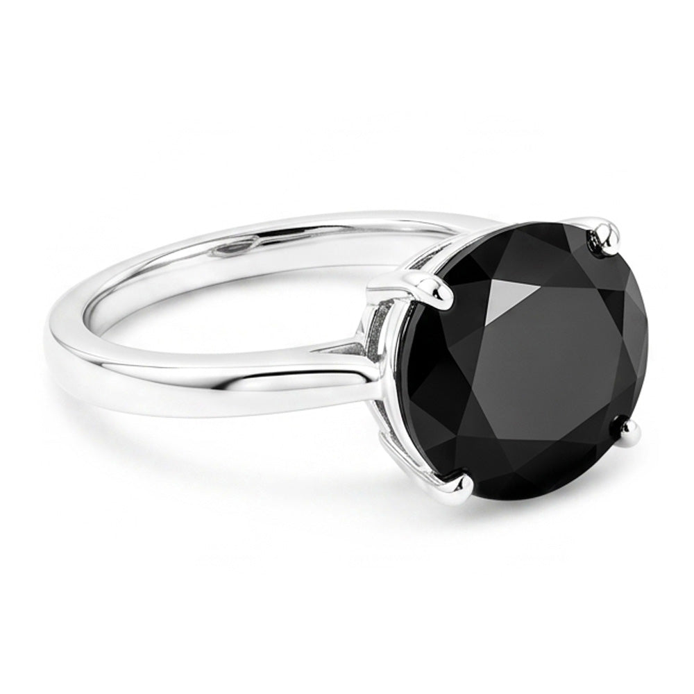 Verlobungsring mit schwarzem Diamant, 5 Karat, echter ovaler Solitär, verjüngt, 14 Karat Weißgold