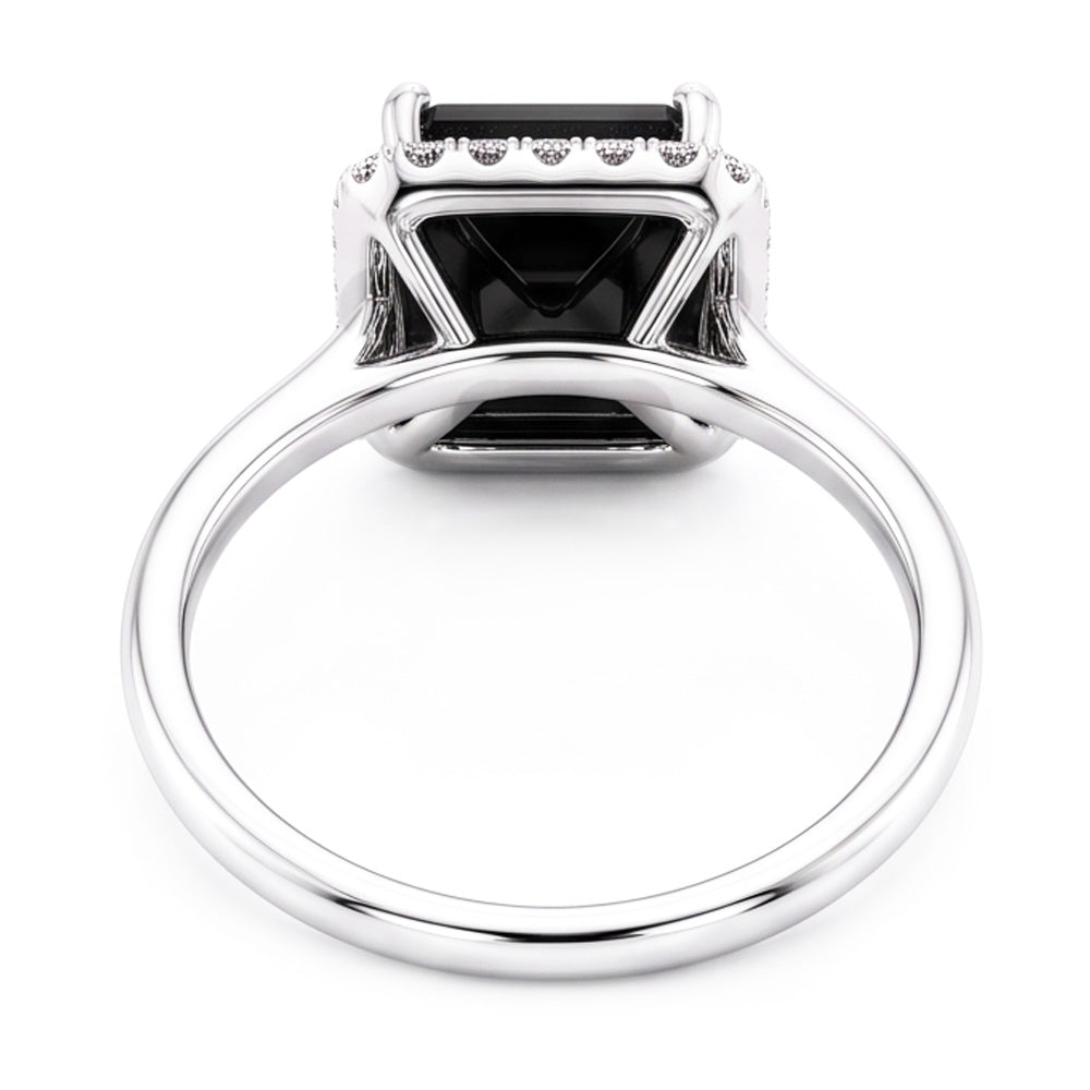 Schwarzer Diamantschmuck 3,5 Karat Echter Radiant-Halo-Ring 14 Karat Weißgold