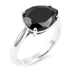 Schwarzer Diamantschmuck – Echter 5-Karat-Solitärring im Tropfenschliff mit Messerkante aus 14 Karat Weißgold