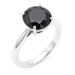 Schwarzer Diamantschmuck – Echter runder Solitärring 5 Karat, schlicht, 14 Karat Weißgold