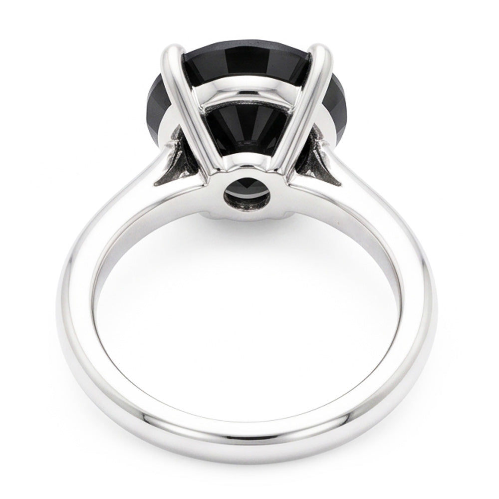 Schwarzer Diamantschmuck – Echter runder Solitärring 5 Karat, schlicht, 14 Karat Weißgold