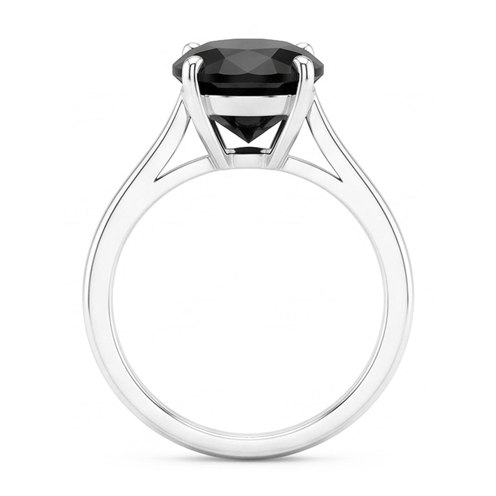 Ehering mit echtem schwarzem Diamanten, 5 Karat, ovaler Solitär, Messerkante, 14 Karat Weißgold