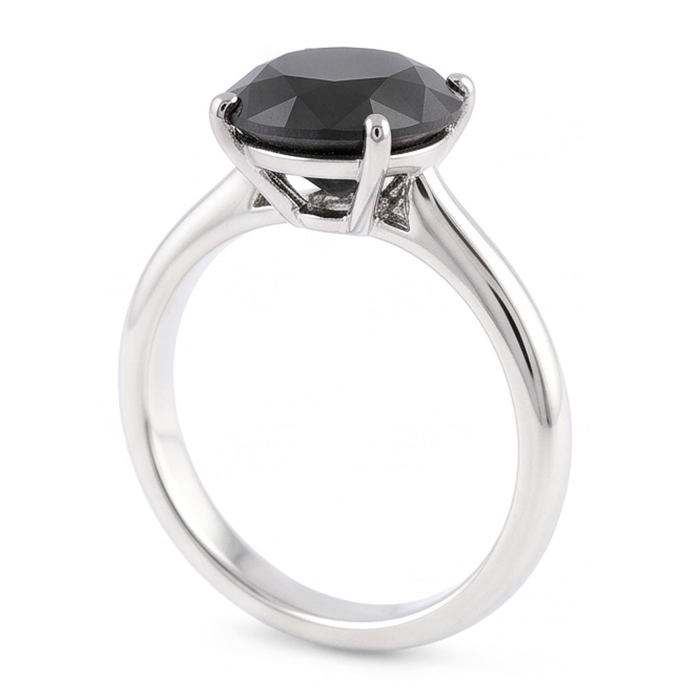 Ehering mit echtem schwarzem Diamant, 5 Karat, runder Solitär, 14 Karat Weißgold