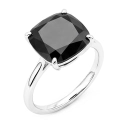 Antragsring mit schwarzem Diamant, 5 Karat, natürlicher Kissenschliff, Solitär, schlicht, 14 Karat Weißgold