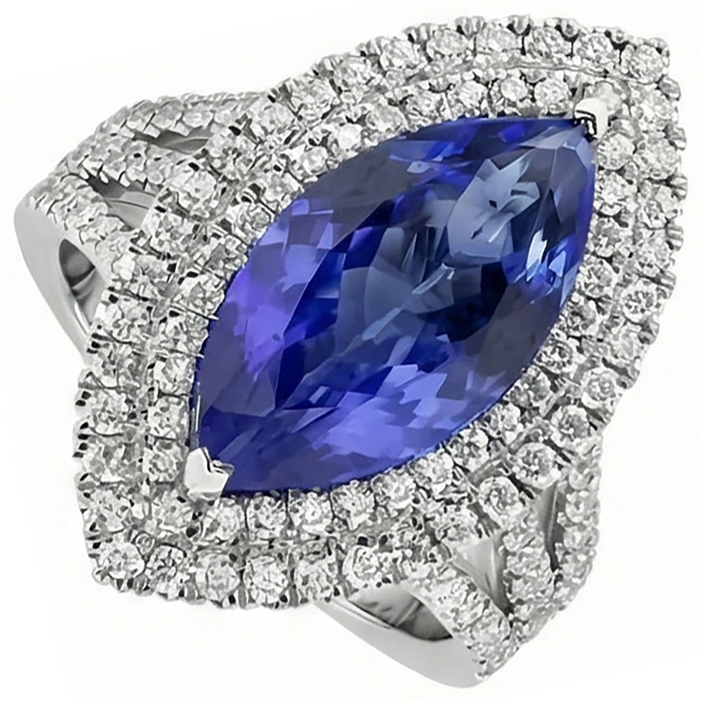 echter marquise tansanit 5.50Karat ring Seitenansicht