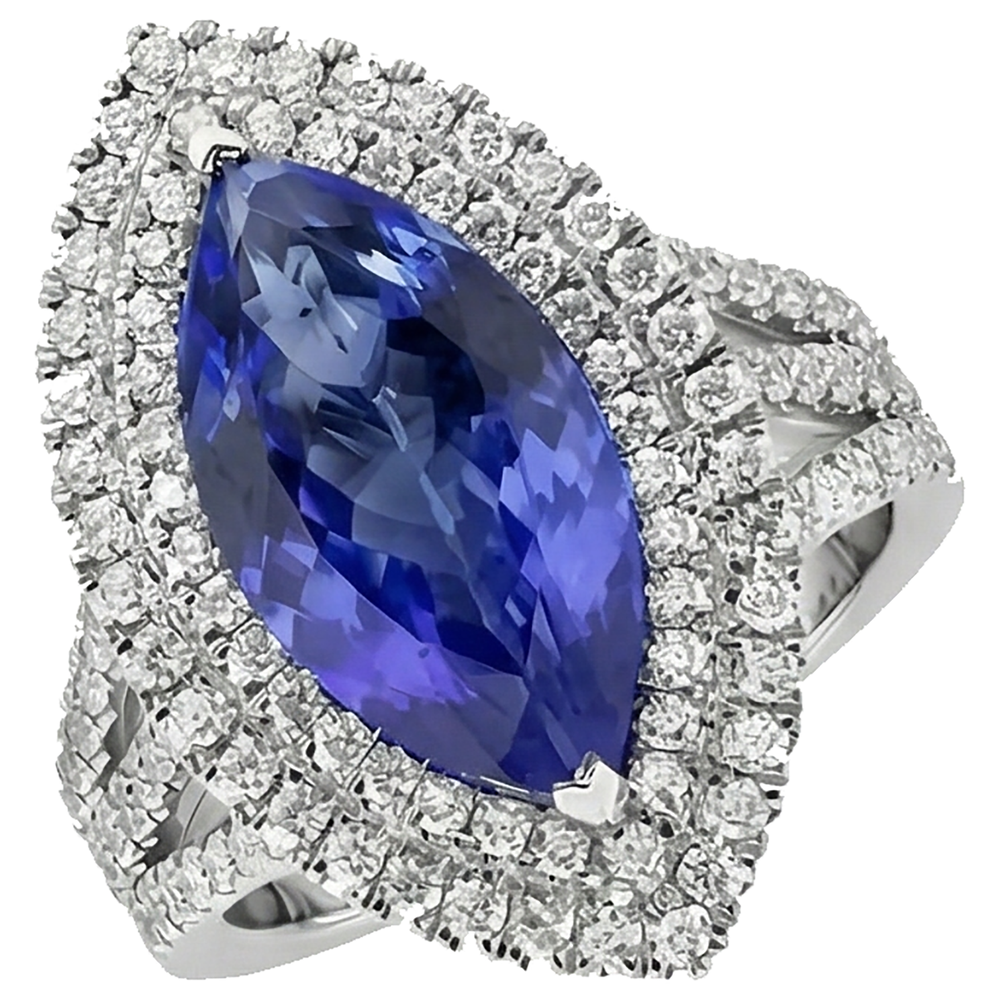 echter marquise tansanit 5.50Karat ring Draufsicht