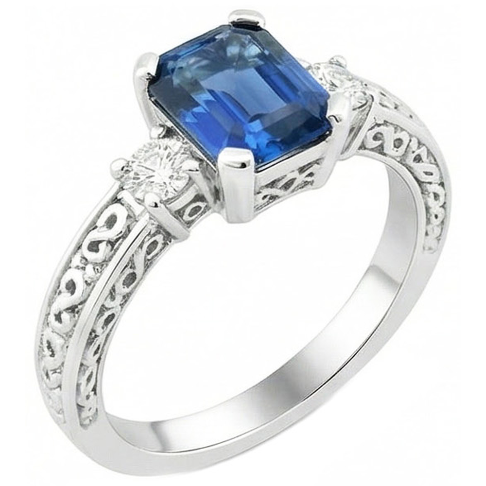 echter round saphir 2.50Karat ring Detailansicht