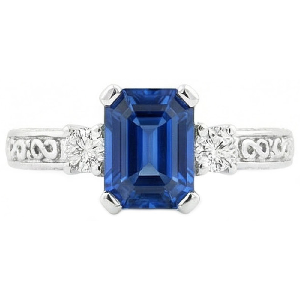 echter round saphir 2.50Karat ring Seitenansicht