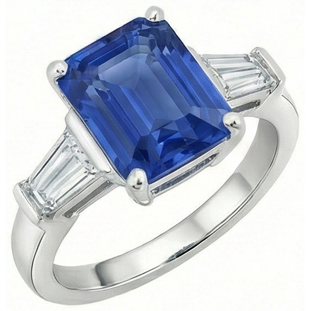 echter baguette diamant 3.50Karat ring Seitenansicht