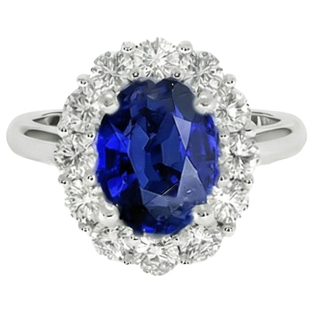 echter oval saphir 9.25Karat ring Vorderansicht
