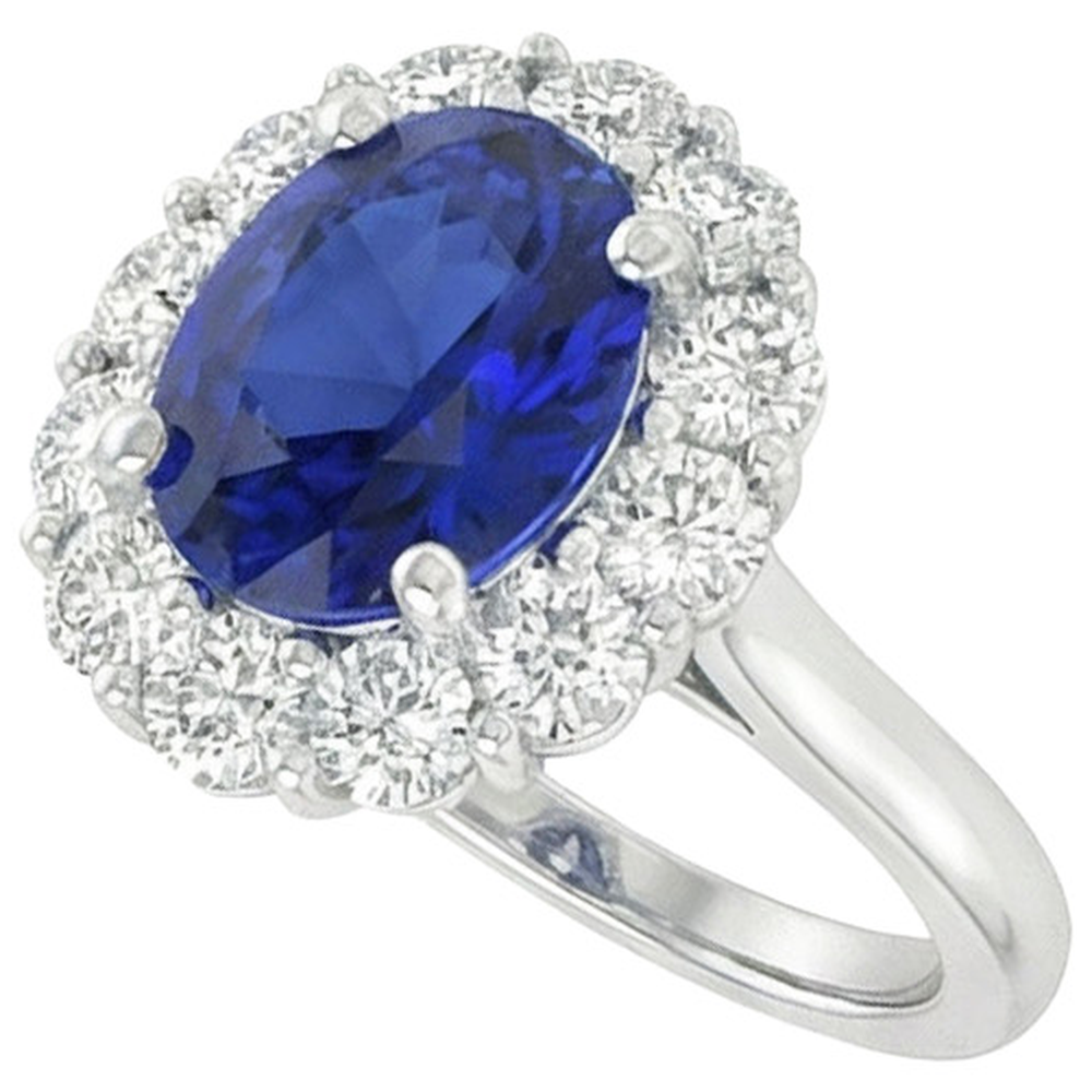 echter oval saphir 9.25Karat ring Seitenansicht