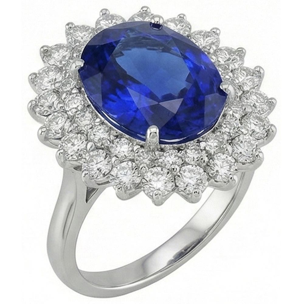 echter oval diamant 5Karat ring Seitenansicht