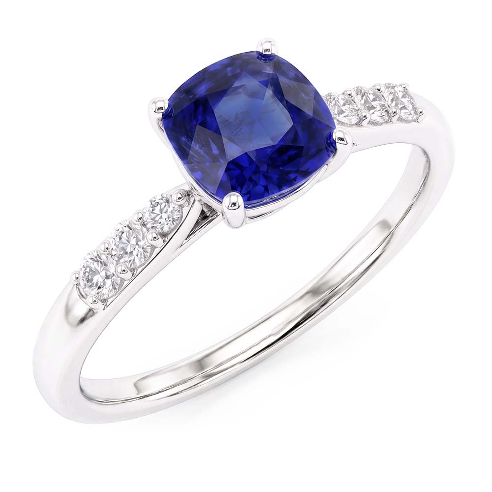 Blauer Saphir Edelstein Ring Weißgold 14K Natürlicher Diamant ( nicht im Labor gezüchtet )en 2,50 Karat