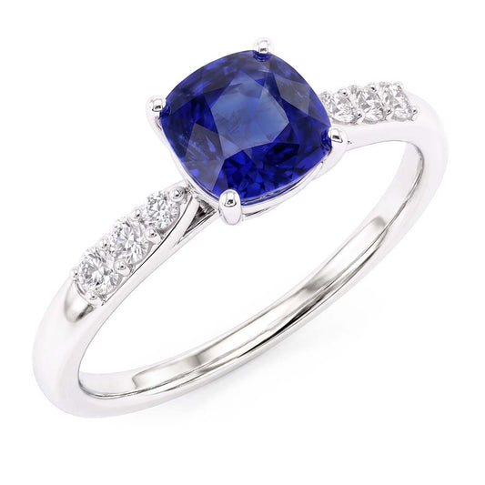 Blauer Saphir Edelstein Ring Weißgold 14K Natürlicher Diamant ( nicht im Labor gezüchtet )en 2,50 Karat