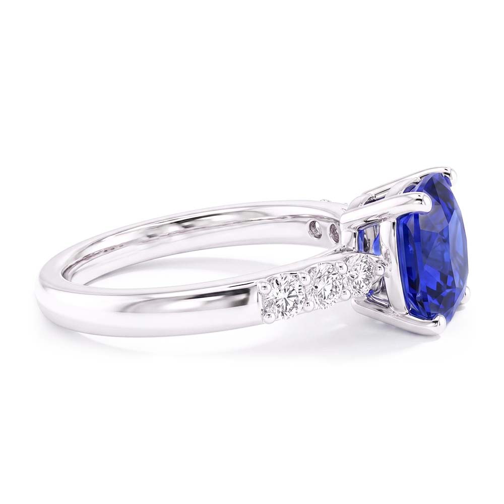 Blauer Saphir Edelstein Ring Weißgold 14K Natürlicher Diamant ( nicht im Labor gezüchtet )en 2,50 Karat