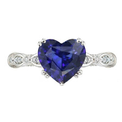 Blauer Saphir-Herz-Edelstein-Ring 2,50 Karat Antik-Stil Schmuck
