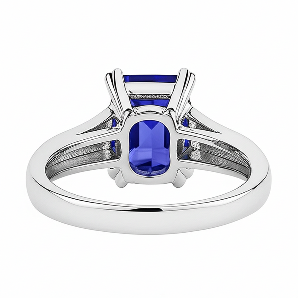 Blauer Saphir Solitaire Verlobungsring Smaragd 2 Karat Zinken-Set