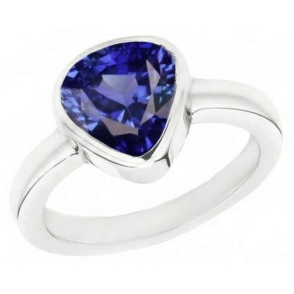 Blauer Saphir Solitär Trillion-förmige Ringlünette Set 2 Karat