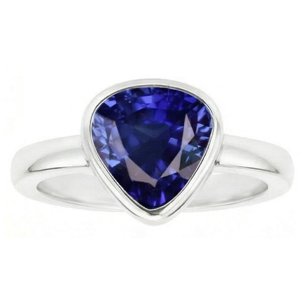 Blauer Saphir Solitär Trillion-förmige Ringlünette Set 2 Karat