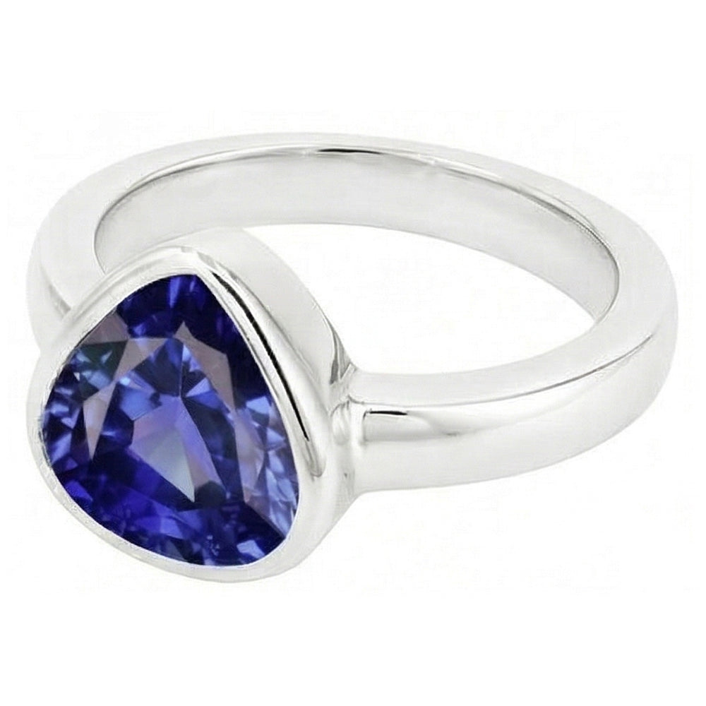 Blauer Saphir Solitär Trillion-förmige Ringlünette Set 2 Karat