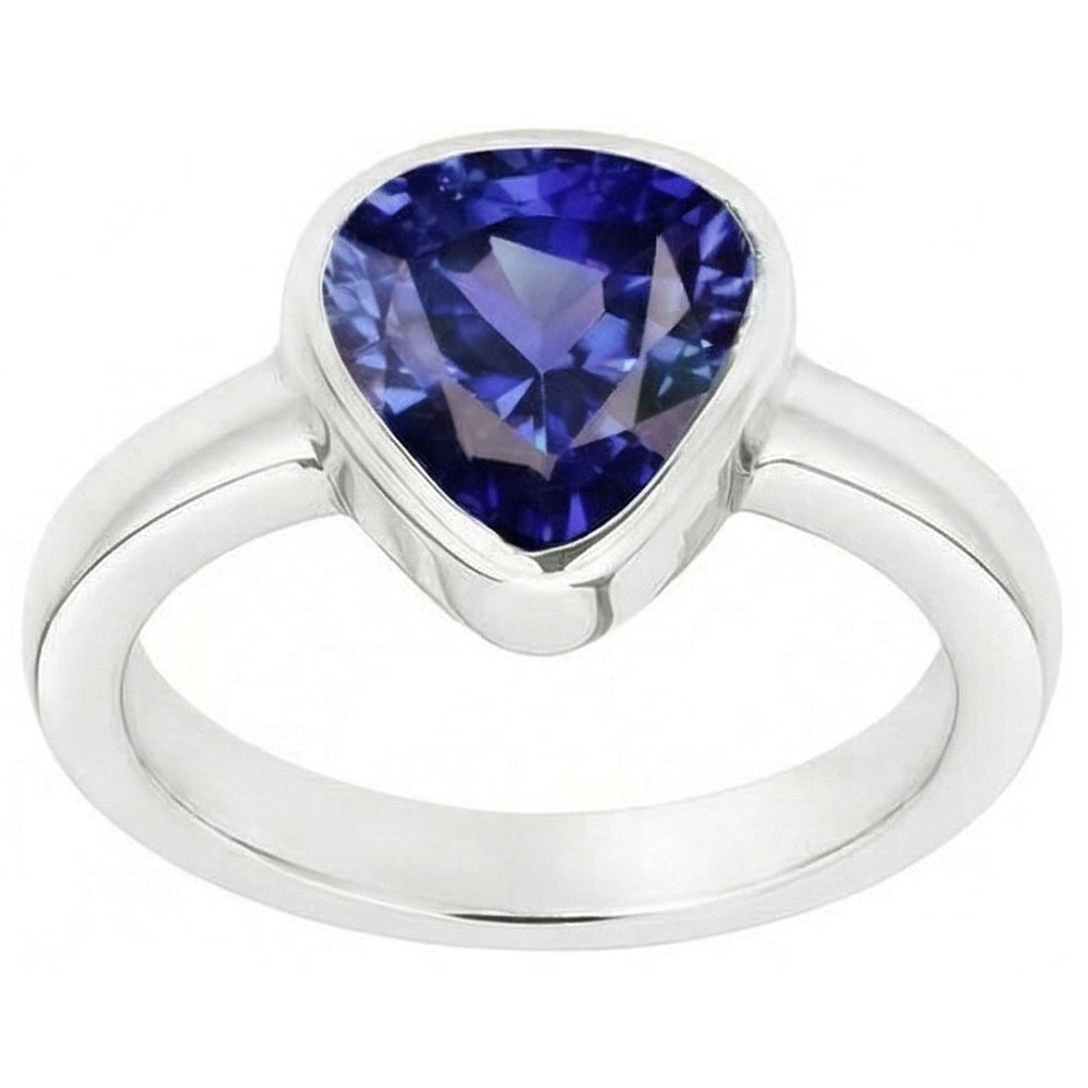 Blauer Saphir Solitär Trillion-förmige Ringlünette Set 2 Karat