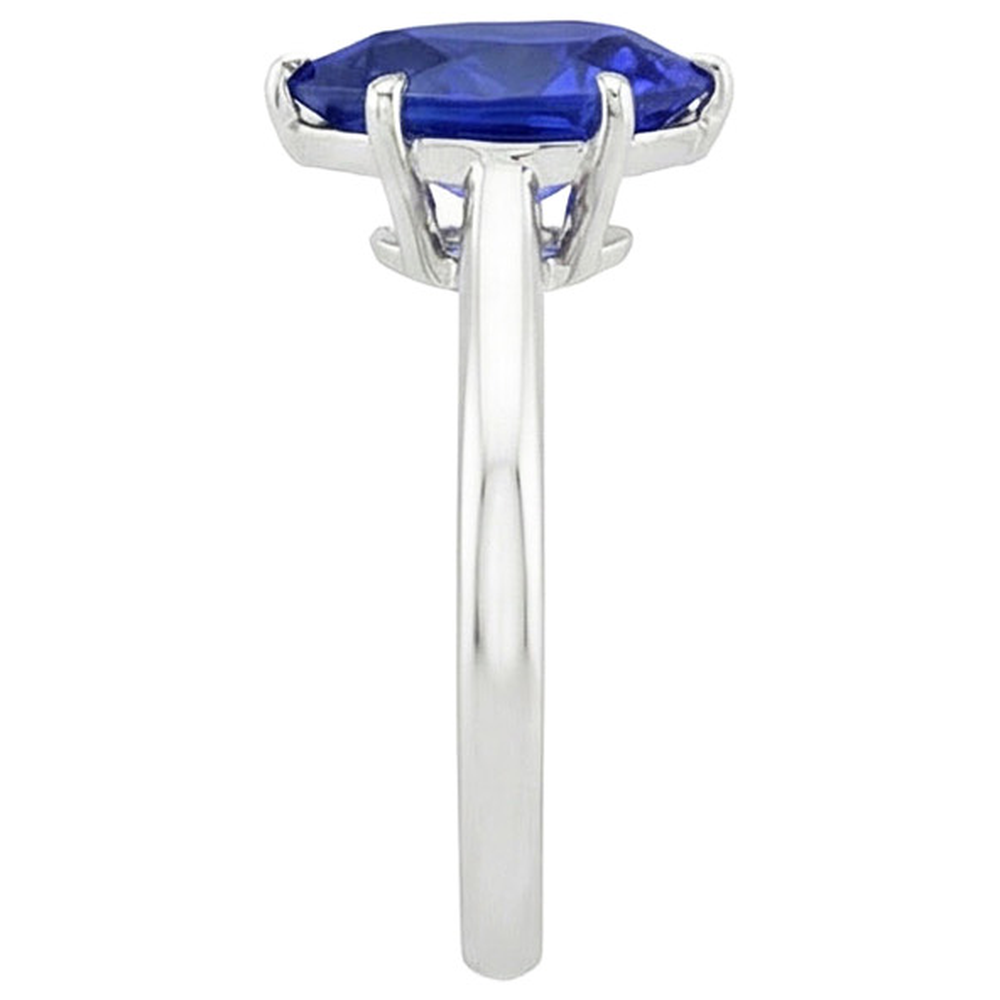 Blauer Saphir Solitärring 4 Karat Edelstein Weißgold 14K