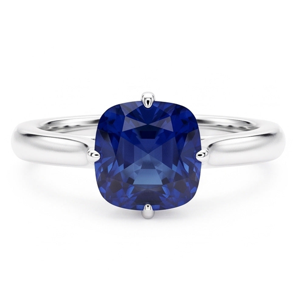 Blauer Saphir Solitärring Weißgold 14K Schmuck 2 Karat