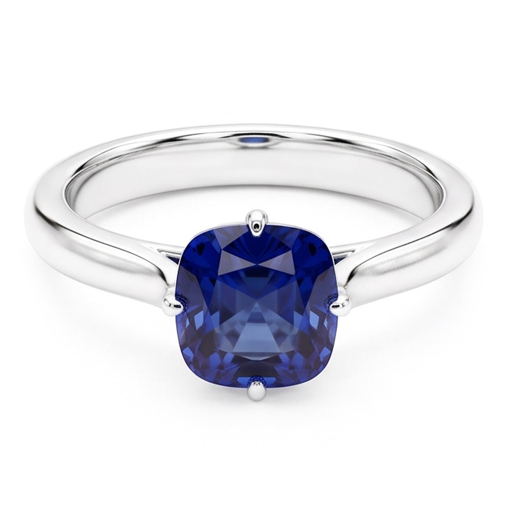 Blauer Saphir Solitärring Weißgold 14K Schmuck 2 Karat