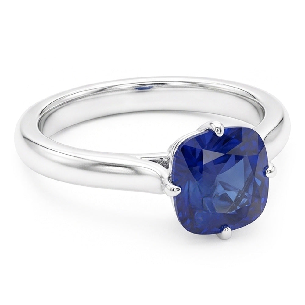 Blauer Saphir Solitärring Weißgold 14K Schmuck 2 Karat
