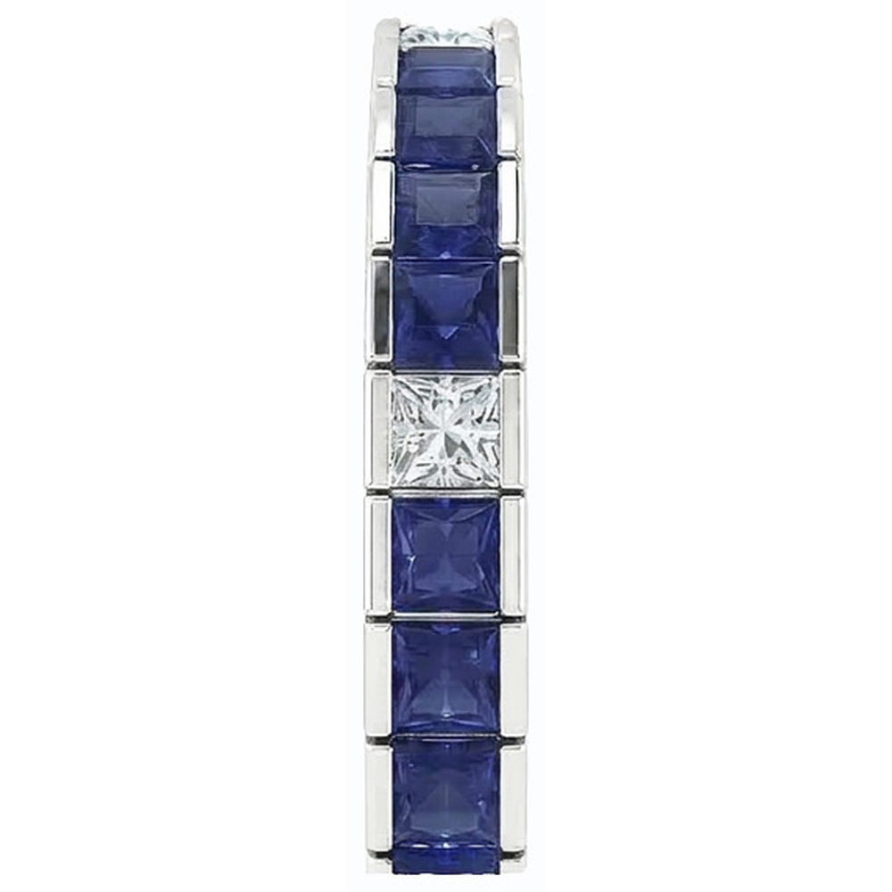 Blauer Saphir Tennisarmband Princess Cut 25 Karat Weißgold 14K