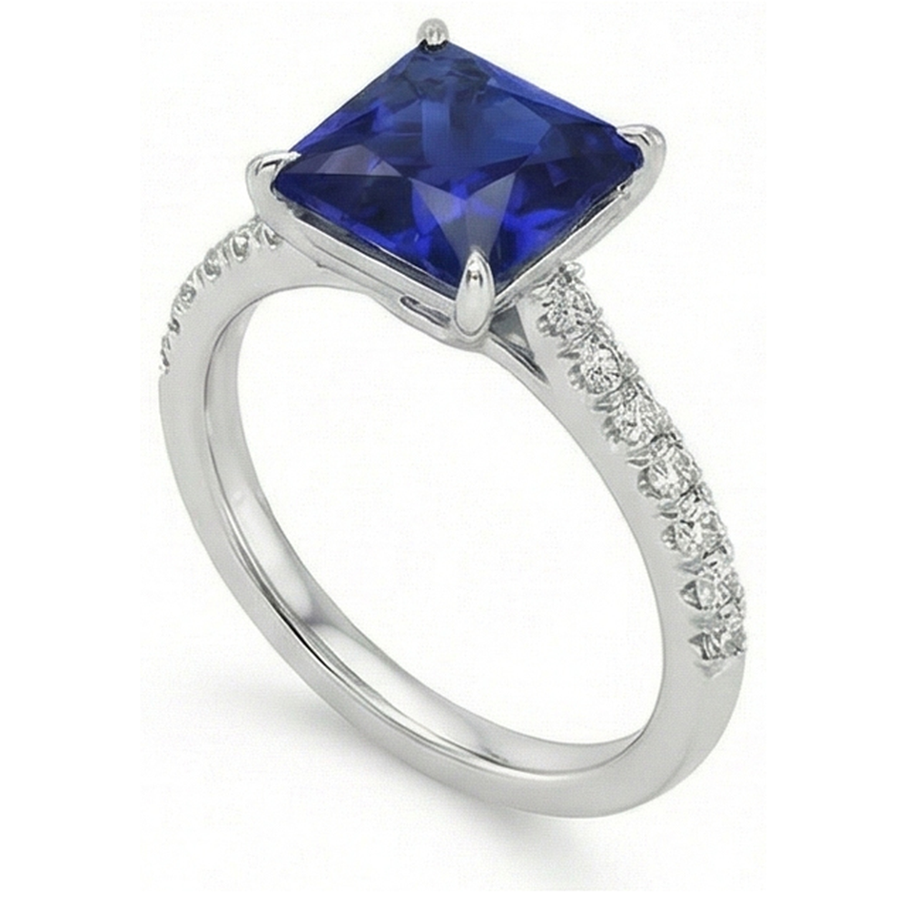 echter princess diamant 5.50Karat ring Seitenansicht