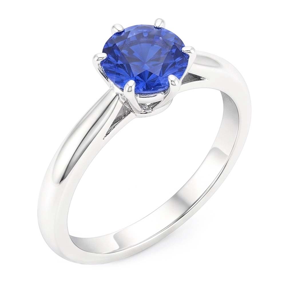 Blauer Saphir im Rund-Brillant Schmuckstein-Ring 1,50 Karat – 14