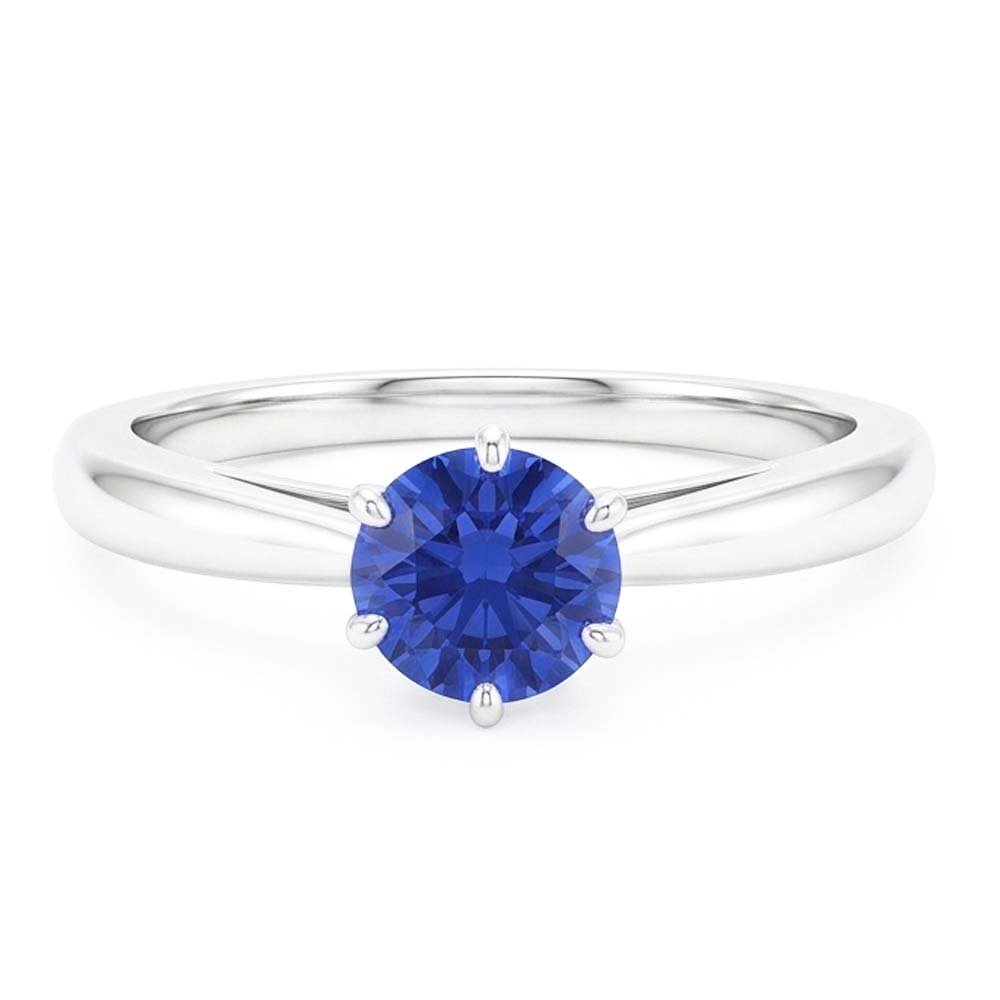 Blauer Saphir im Rund-Brillant Schmuckstein-Ring 1,50 Karat – 14