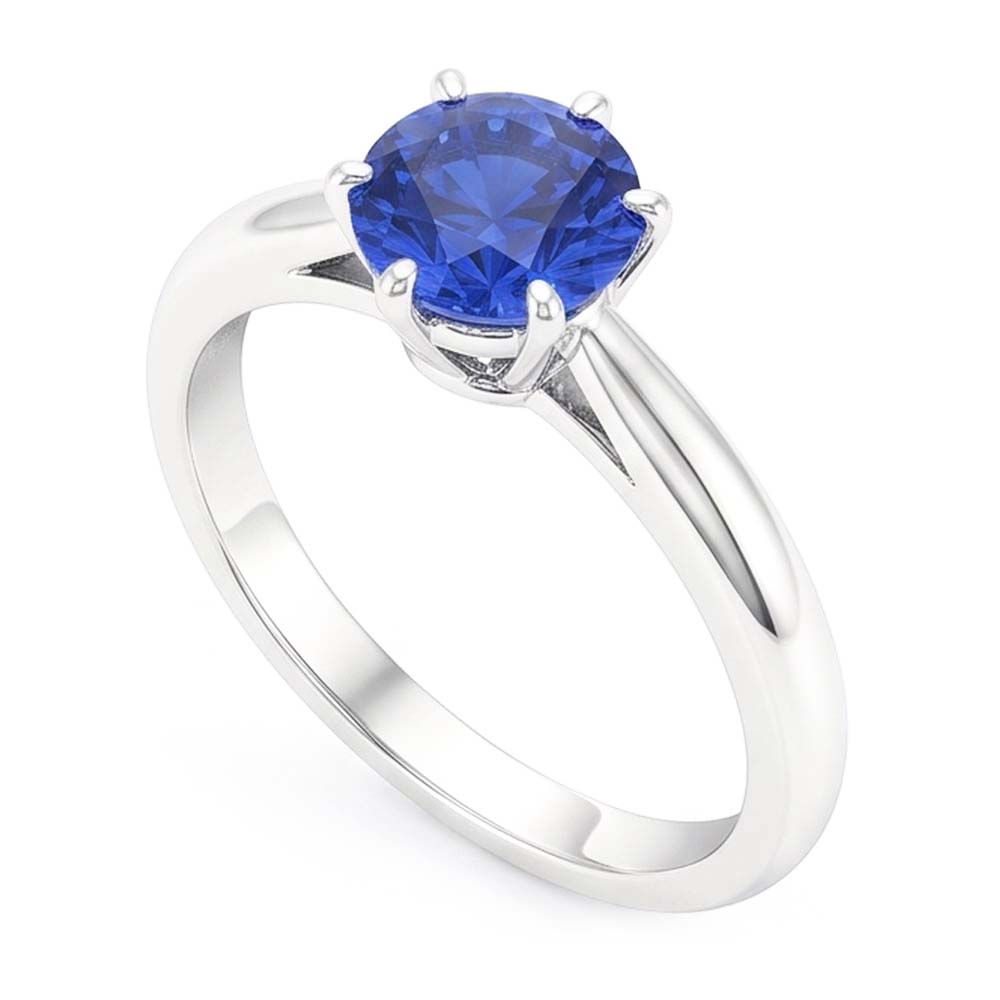 Blauer Saphir im Rund-Brillant Schmuckstein-Ring 1,50 Karat – 14